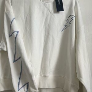 White Sweatshirt with Lightning Bolt Design